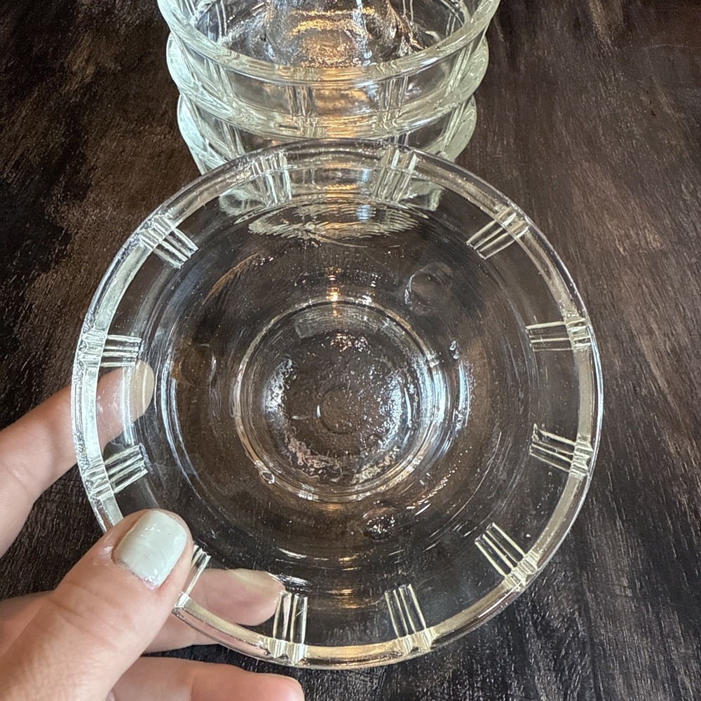 Vintage Glasbake Little Princess Mold McKee Glass Set Of 4 Servers Mint Stamped
